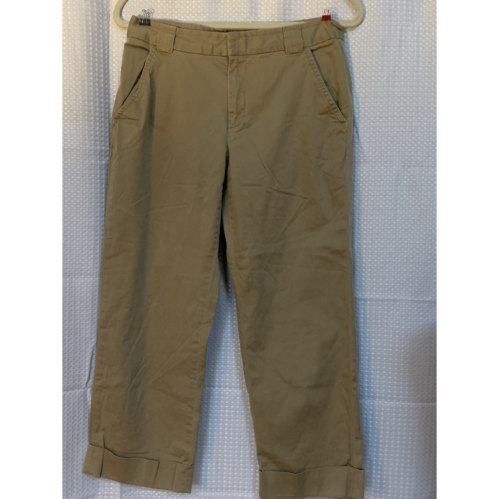 Banana Republic Harrison Womens 6 Khaki Stretch Cuffed Ankle Pants